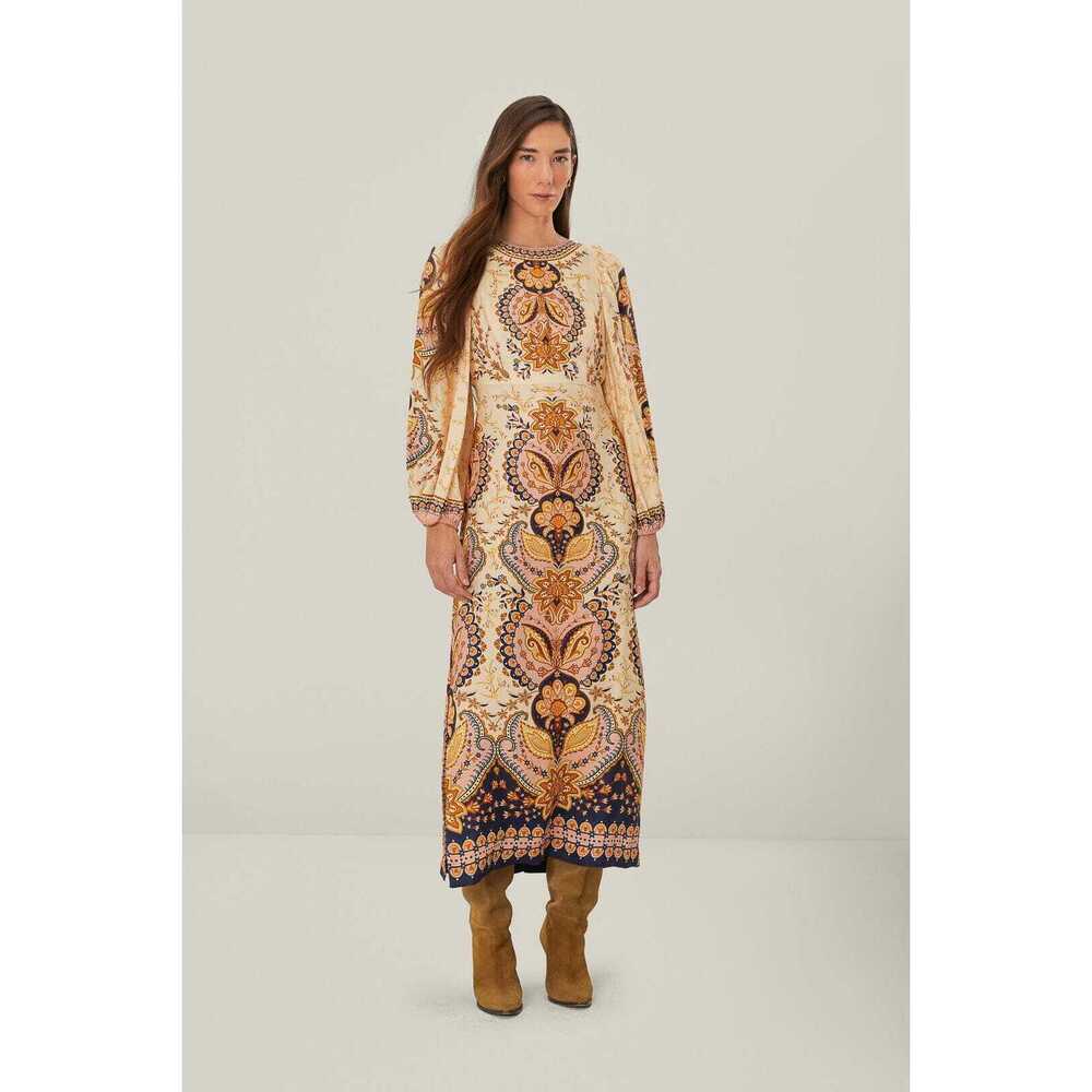 Beige Boho Midi Dress